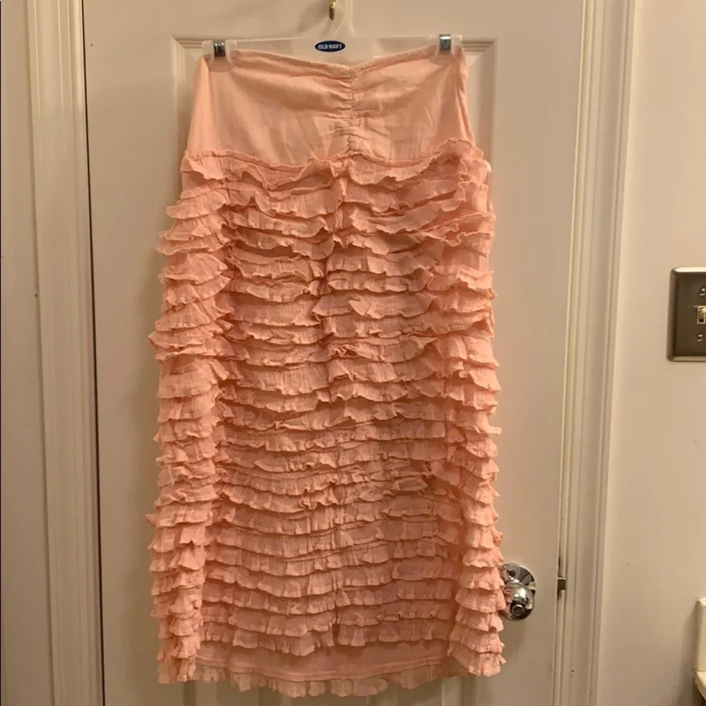 Strapless Pink J. Crew Tiered Ruffle Dress - Picture 3 of 7